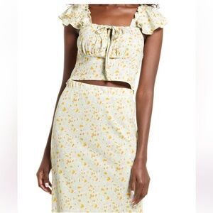 Vero Moda Floral Maxi Shirt and Flutter Sleeve Floral Crop Top Matching Set